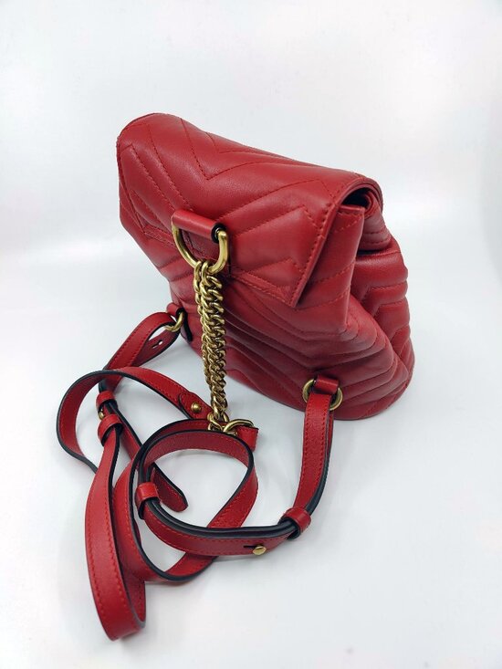 Gucci GG Marmont Matelasse Chevron Mini Backpack Red Calfskin Like New main image 11